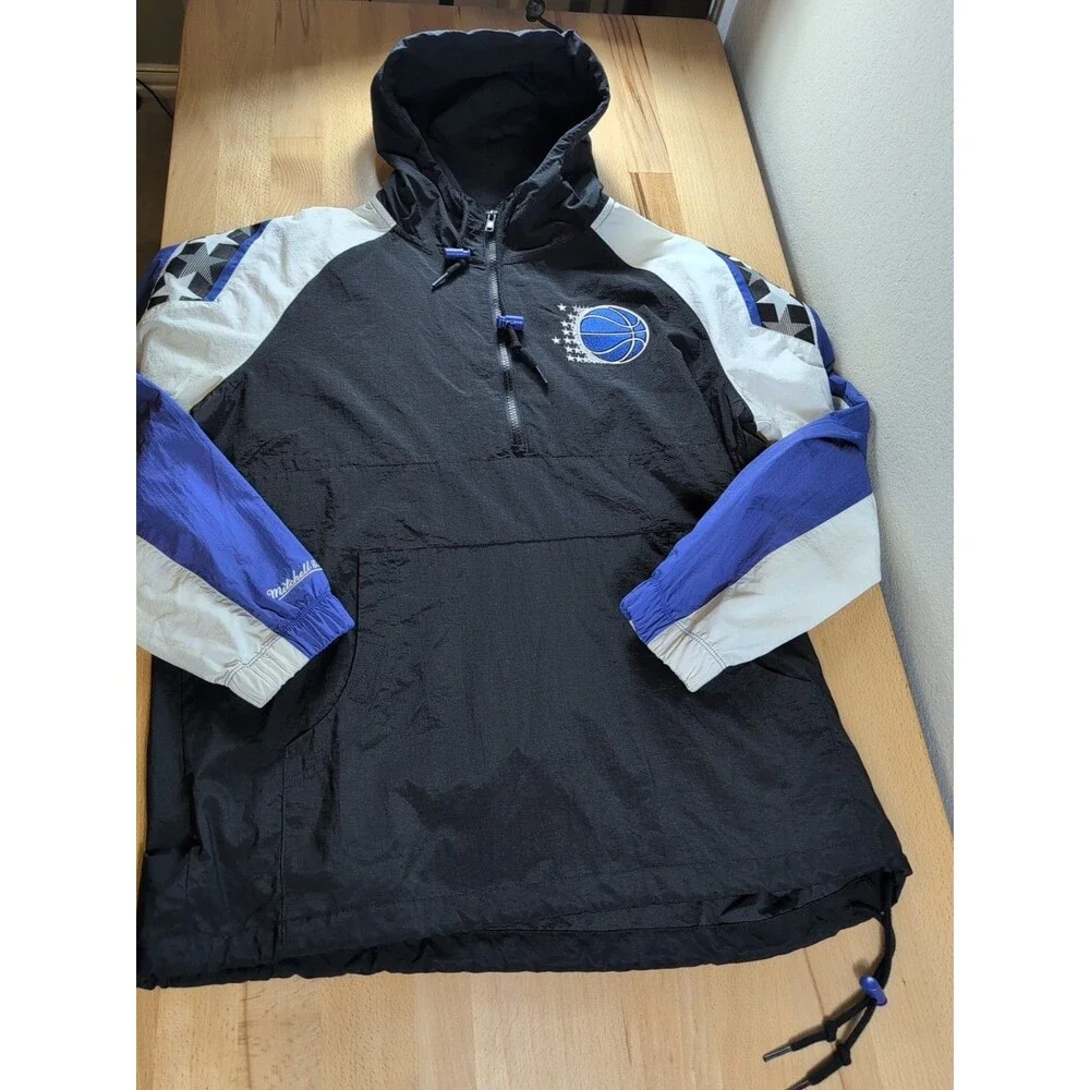 Orlando Magic Mitchell & Ness NBA Half-Zip Anorak Jacket Black/Royal Blue Small